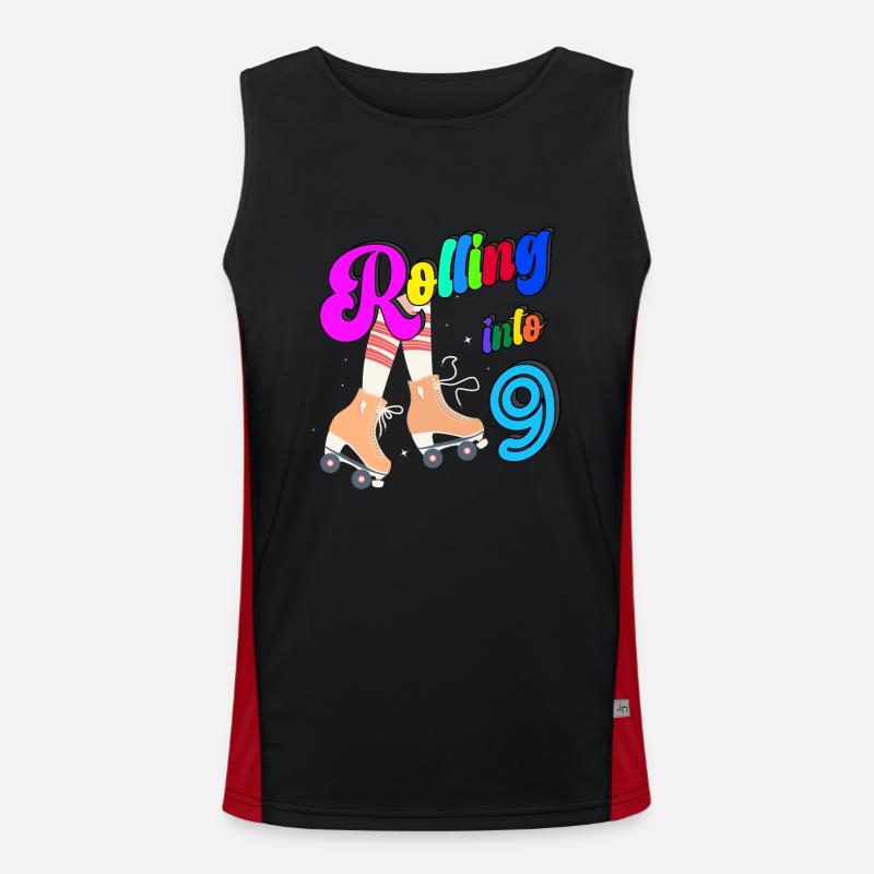 Rolling Into 9 years Lets Roll I'm Turning 9 Years Men's Functional Contrast Tank Top 