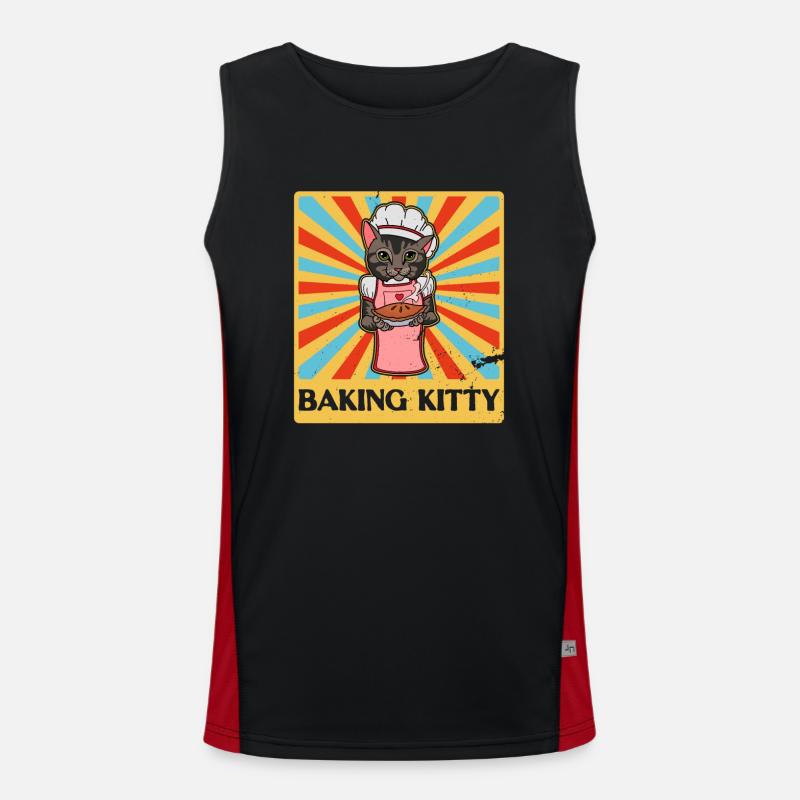 Cat Lovers Baking Rolls Baker Saying Men's Functional Contrast Tank Top 