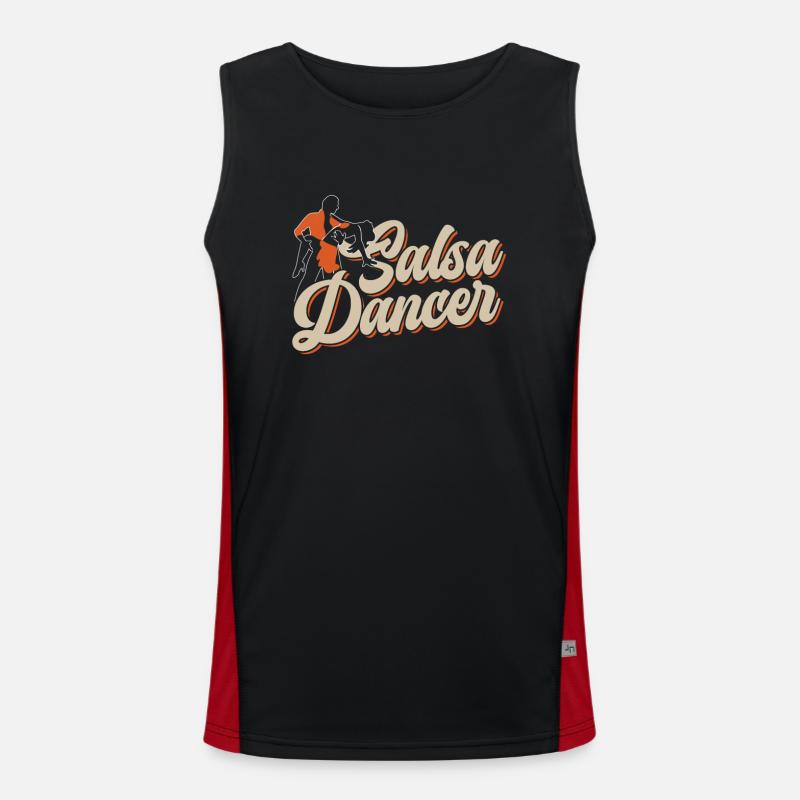 Salsa Dancer Hobby Dance Dancing - Men's Functional Contrast Tank Top  - black/red