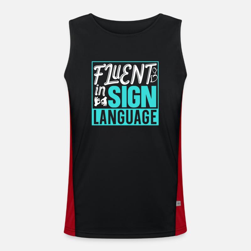 Fluent in sign language Awareness signs Men's Functional Contrast Tank Top 