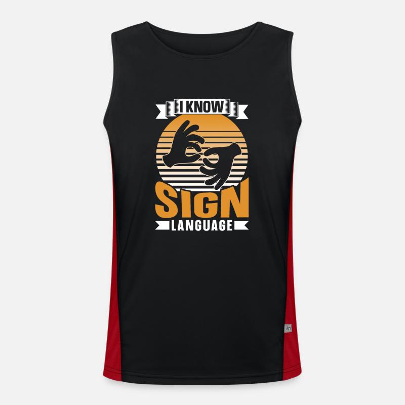 Ich Kann Gebärdensprache Awareness Gebärden Gestik Funktionelles Kontrast-Tank Top für Männer 