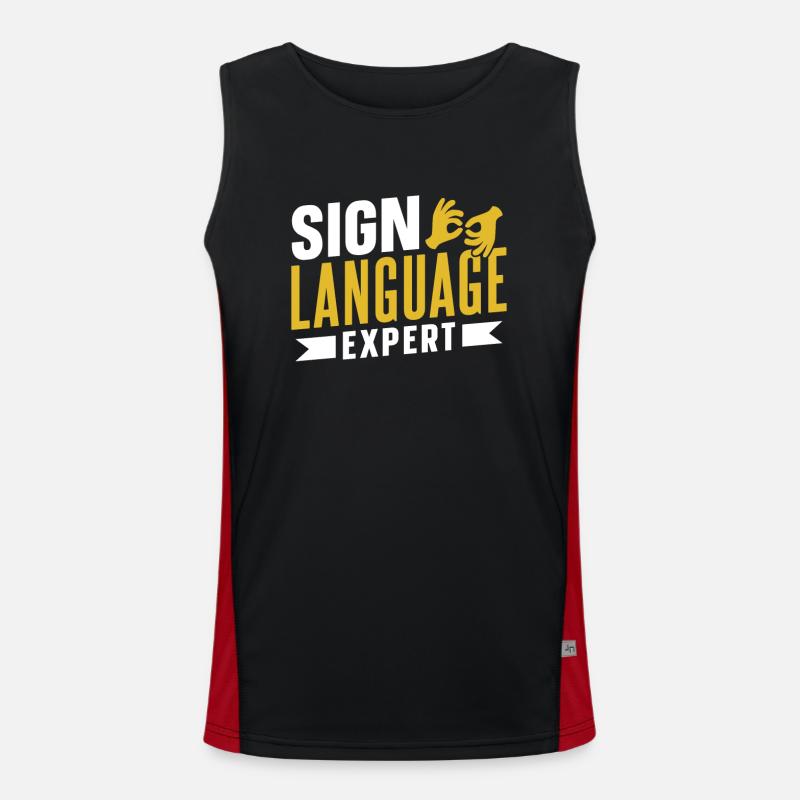 Gebärdensprache Experte Gebärden Gestik Awareness Funktionelles Kontrast-Tank Top für Männer 