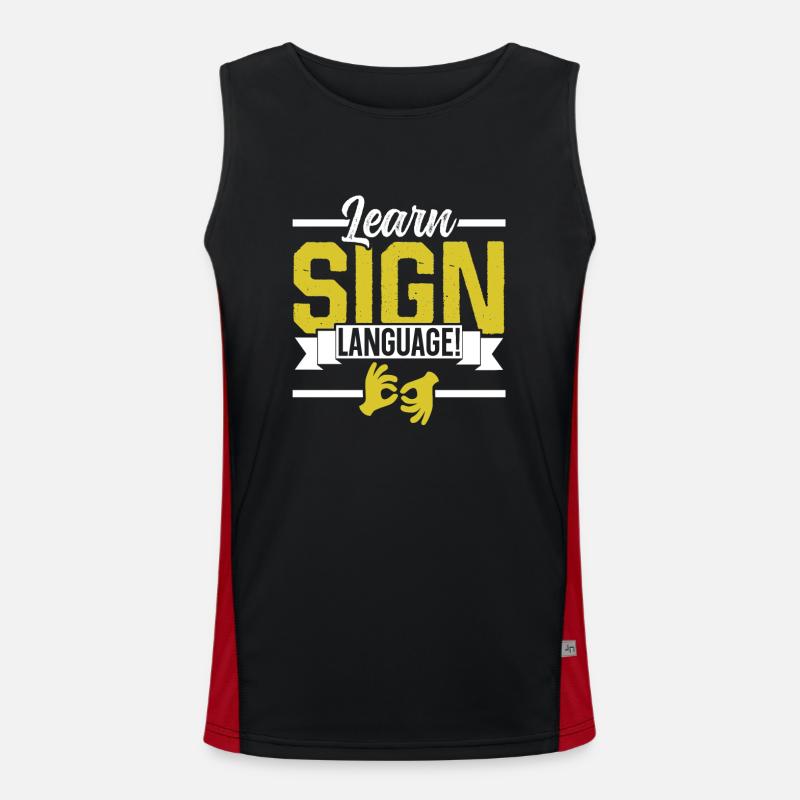 Learning Sign Language Awareness Sign Gestures Men's Functional Contrast Tank Top 
