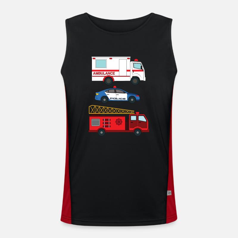 Police ambulance Fire engine _ Men's Functional Contrast Tank Top 