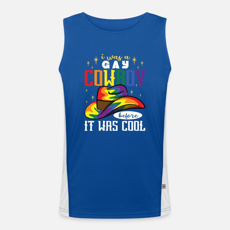 vorher ein schwuler Cowboy Es war cool Funktionelles Kontrast-Tank Top für Männer 