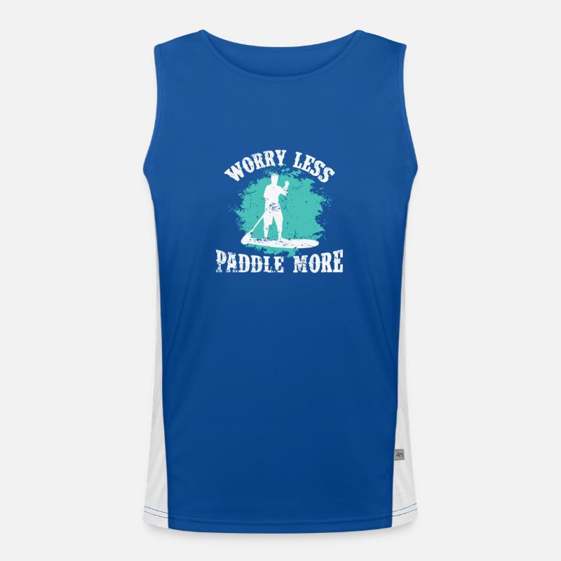 Worry less Paddle More SUP Stand up Paddle Funktionelles Kontrast-Tank Top für Männer 
