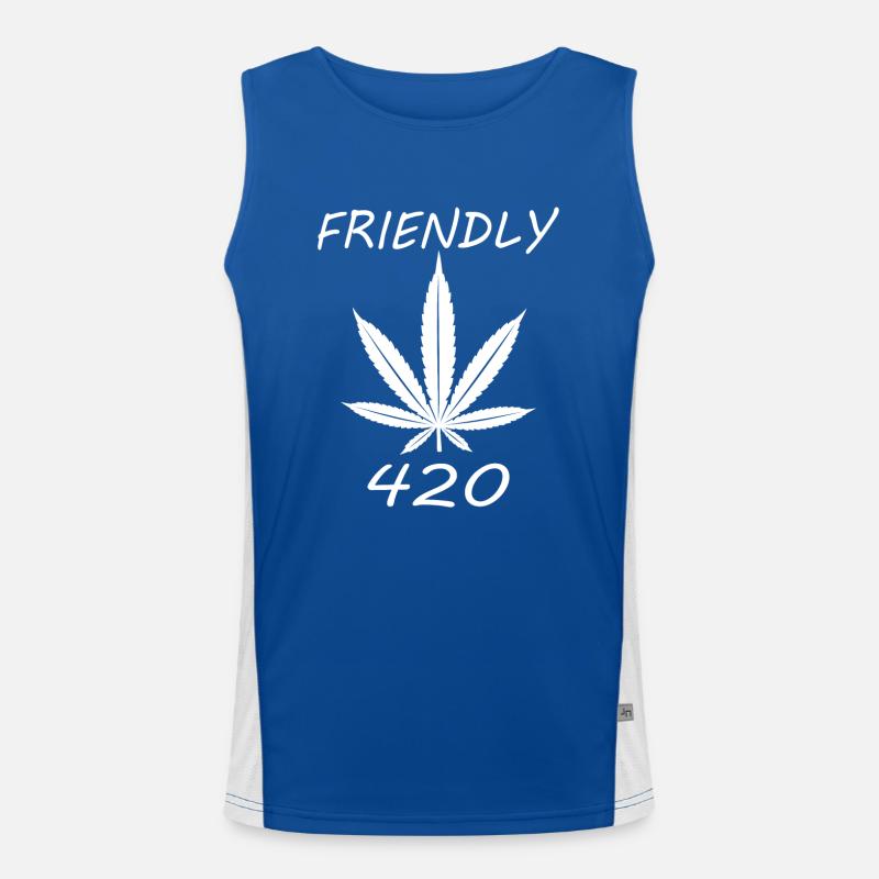 MARIHUANA SMOKE 420 CANNABIS WEED HANF DESIGN Funktionelles Kontrast-Tank Top für Männer 