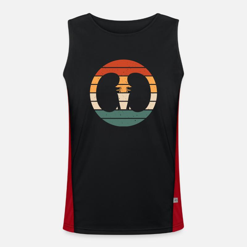 Retro Nieren Design Nephrologie Funktionelles Kontrast-Tank Top für Männer 