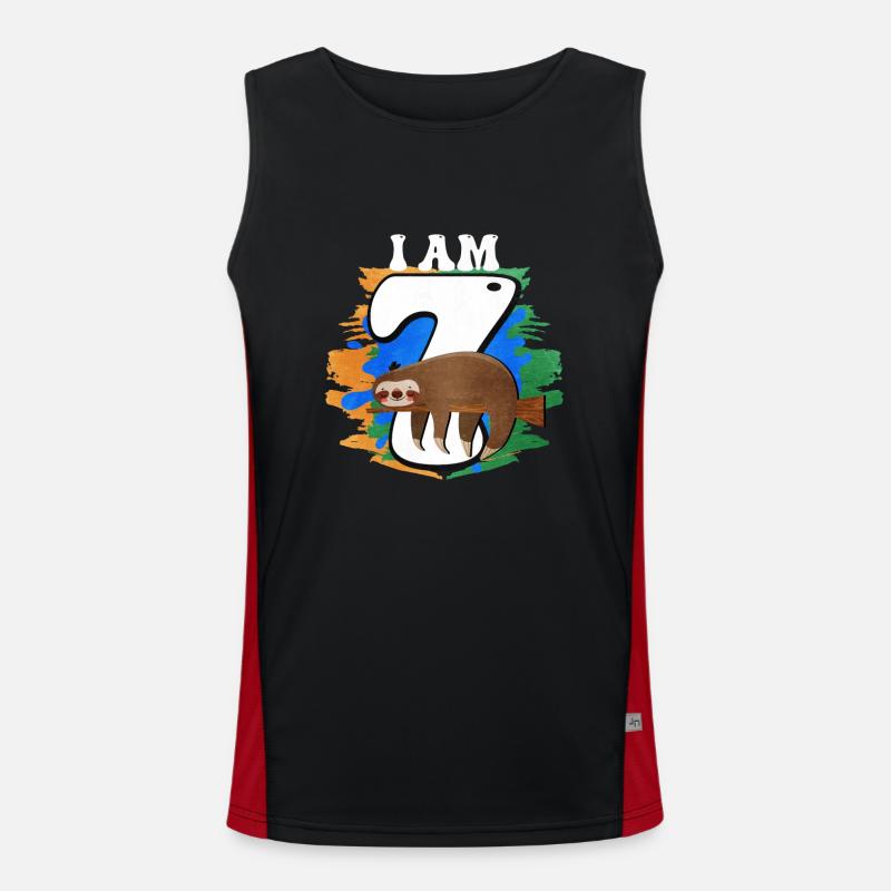 I am 7 sloth - Men's Functional Contrast Tank Top  - black/red