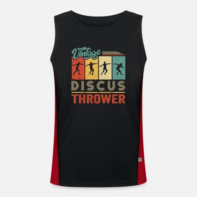Diskus Athlete Vintage Retro Discus Werfer Funktionelles Kontrast-Tank Top für Männer 