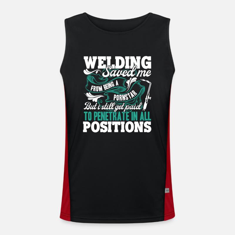 Welding Welding Save Me - Men's Functional Contrast Tank Top  - black/red