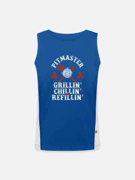 Pitmaster Grillin Chillin Und Refillin BBQ Smoker - Funktionelles Kontrast-Tank Top für Männer  - Royal/Weiß - Vorne
