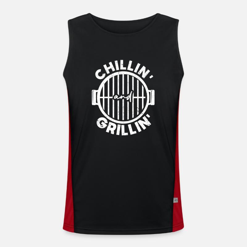 Chillin and Grillin Grill Funny BBQ Smoker Funktionelles Kontrast-Tank Top für Männer 