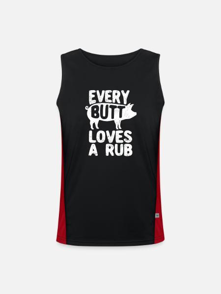 Every butt loves a Rub Smoked Meat Smoker - Men's Functional Contrast Tank Top  - black/red - Front