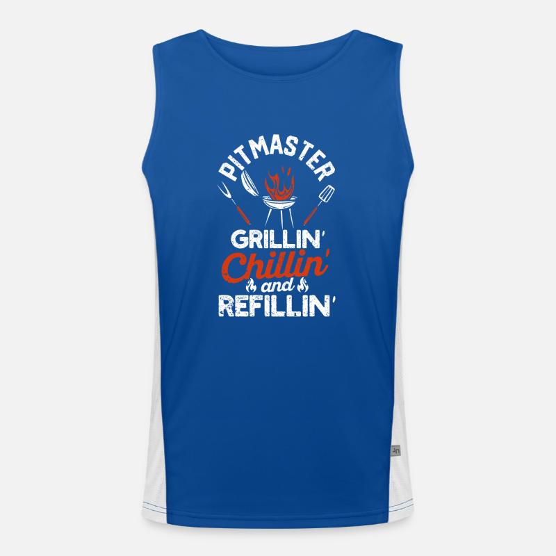 Pitmaster Grillin Chillin and Refillin BBQ Smoker Men's Functional Contrast Tank Top 