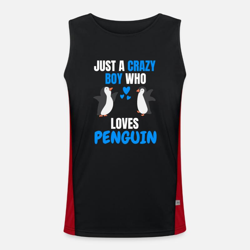 Verrückter Junge Antarktis Tier Geschenk Pinguin Funktionelles Kontrast-Tank Top für Männer 