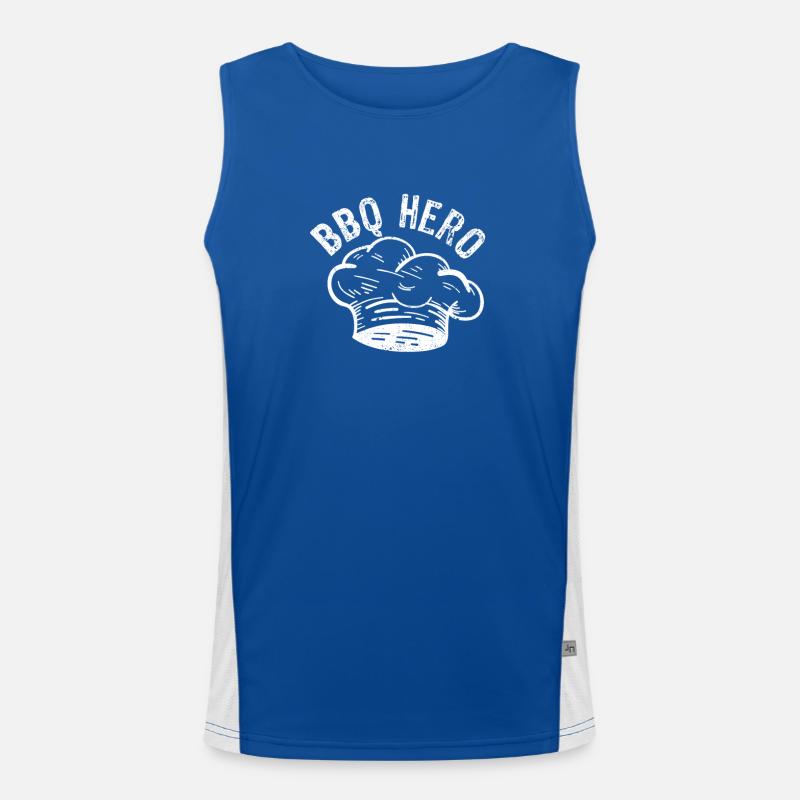 BBQ Hero Grill Experts Beef Smoker Grilling Men's Functional Contrast Tank Top 