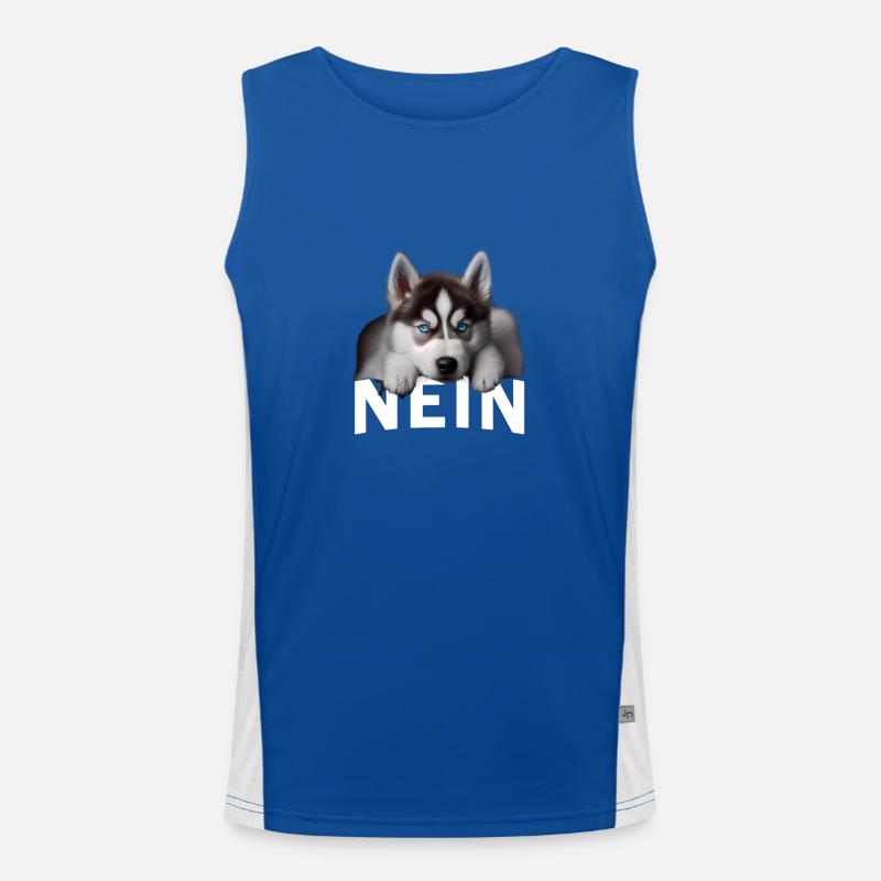 Statement Husky, Nö Fun, Einfach Nö, Nein Funktionelles Kontrast-Tank Top für Männer 