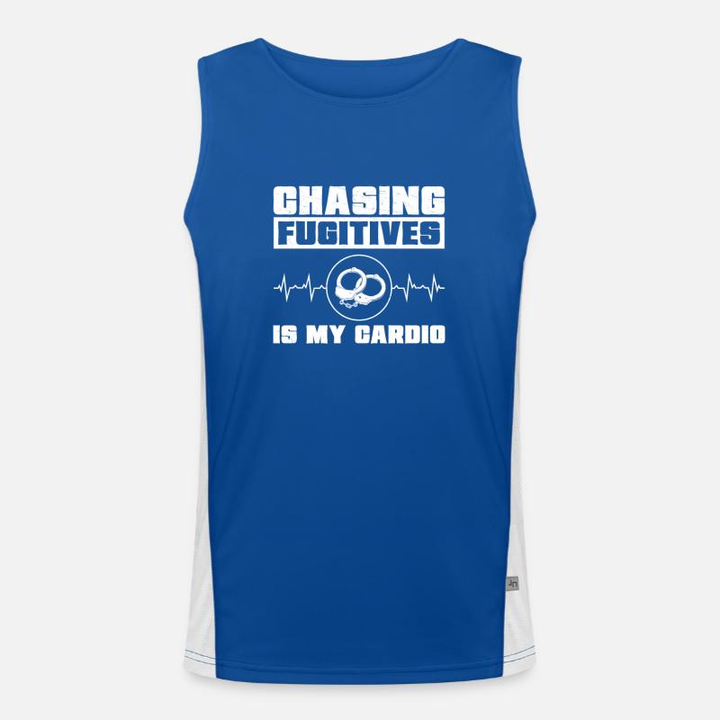 Security guard chases fugitives Men's Functional Contrast Tank Top 