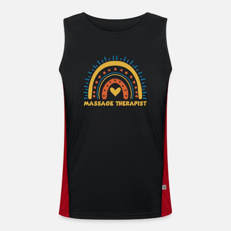 Niedliches Massagetherapeut Regenbogen Design Funktionelles Kontrast-Tank Top für Männer 