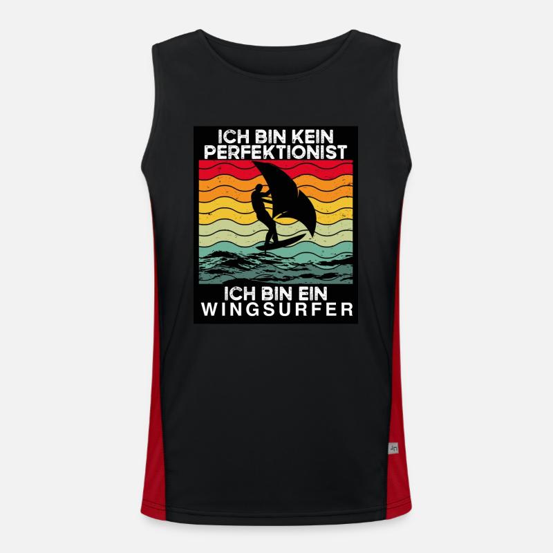 Ich Bin Ein Wingsurfer Funktionelles Kontrast-Tank Top für Männer 