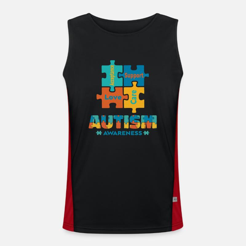 Acceptation Amour Autisme Conscience Pièce de puzzle mignonne Débardeur respirant contrasté Homme 