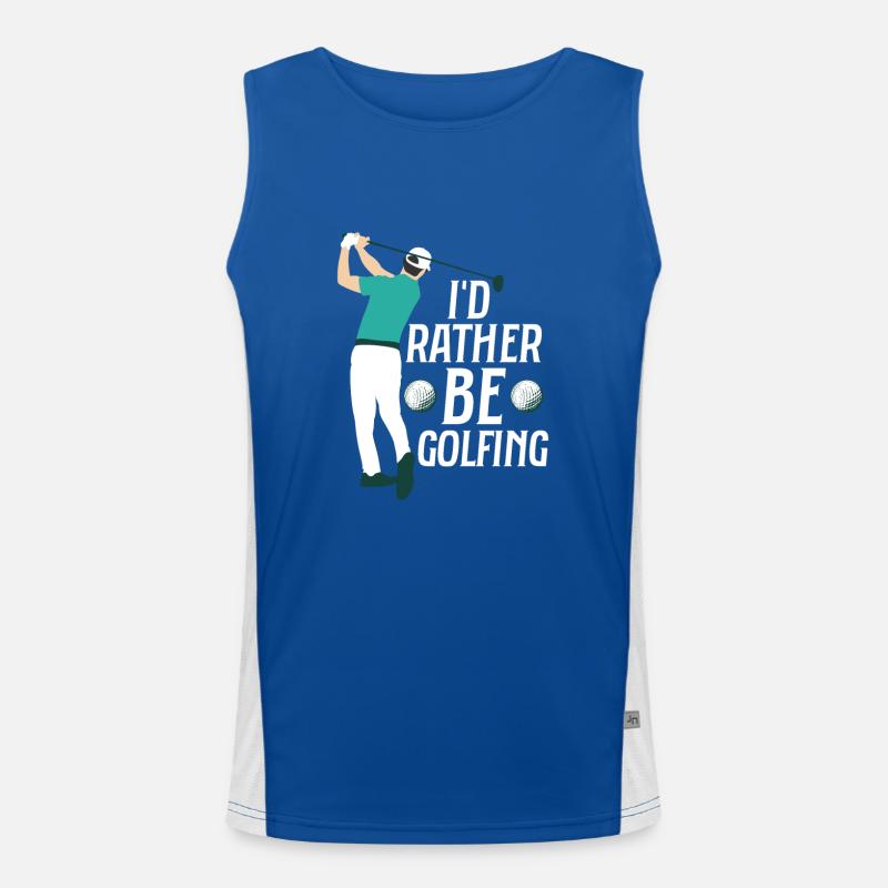 I'd Rather Be Golfing Par Tee Golfing Funktionelles Kontrast-Tank Top für Männer 