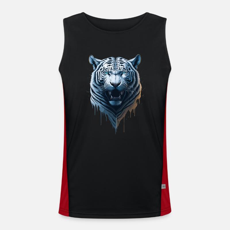WILDES WHITE TIGER DESIGN Funktionelles Kontrast-Tank Top für Männer 