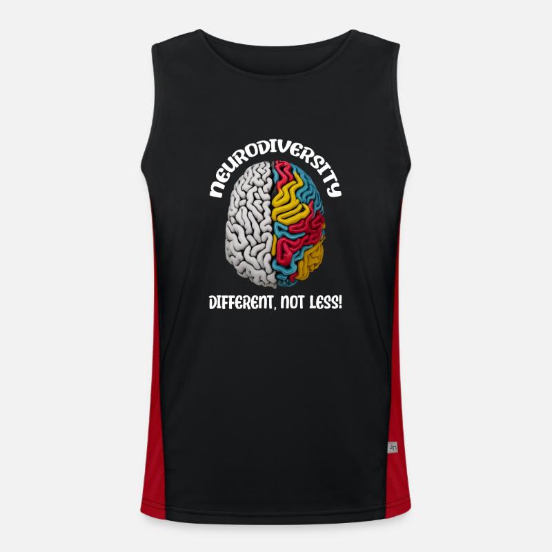 "Different, Not Less" Neurodiversity - Men's Functional Contrast Tank Top  - black/red