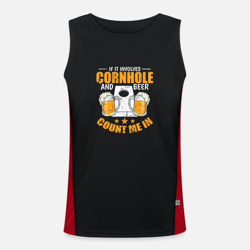 If it Involves Cornhole and Beer Count me In Funktionelles Kontrast-Tank Top für Männer 