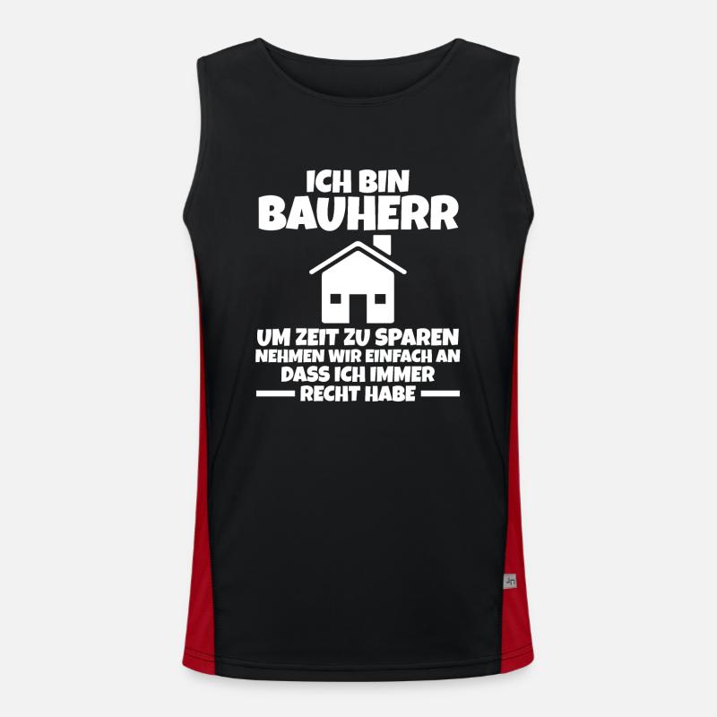 Ich Bin Bauherr Funktionelles Kontrast-Tank Top für Männer 