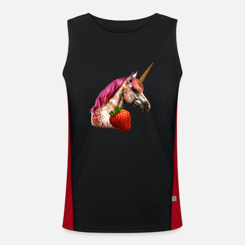 Erdbeer Einhorn Design Funktionelles Kontrast-Tank Top für Männer 
