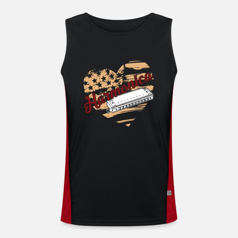 Harmonica Harmonica Flag Men's Functional Contrast Tank Top 