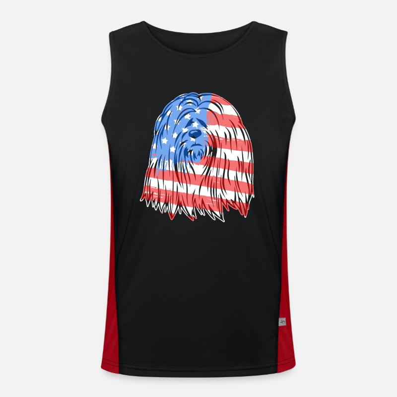 Lhasa Apso Lhasa Apso Flag Men's Functional Contrast Tank Top 