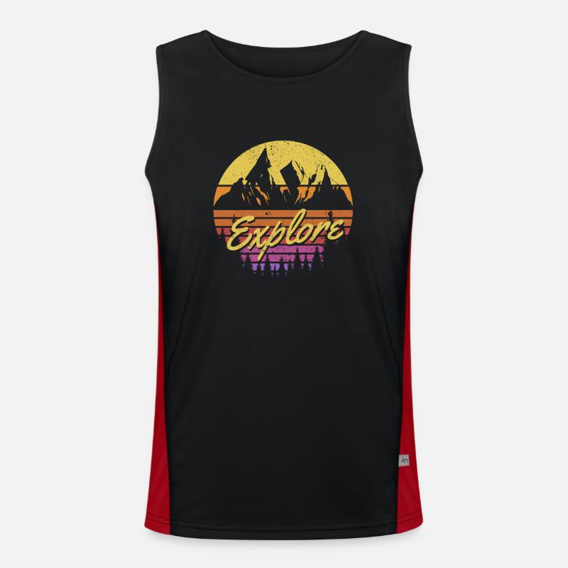 Discover Retro Rainbow Gradient Mountain Men's Functional Contrast Tank Top 