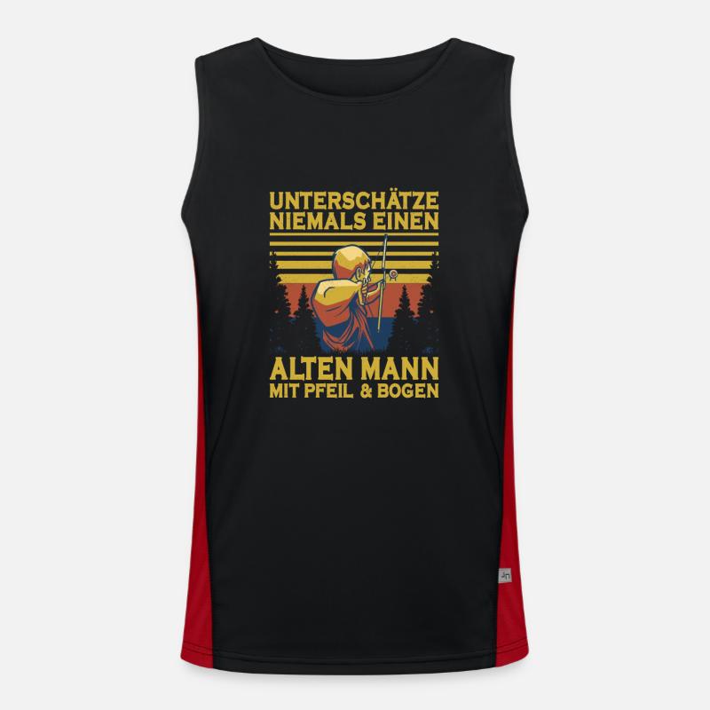 Unterschätze niemals einen Mann mit Pfeil & Bogen Funktionelles Kontrast-Tank Top für Männer 