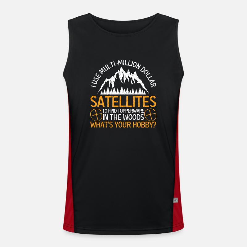 I use multi-million dollar satellites Men's Functional Contrast Tank Top 