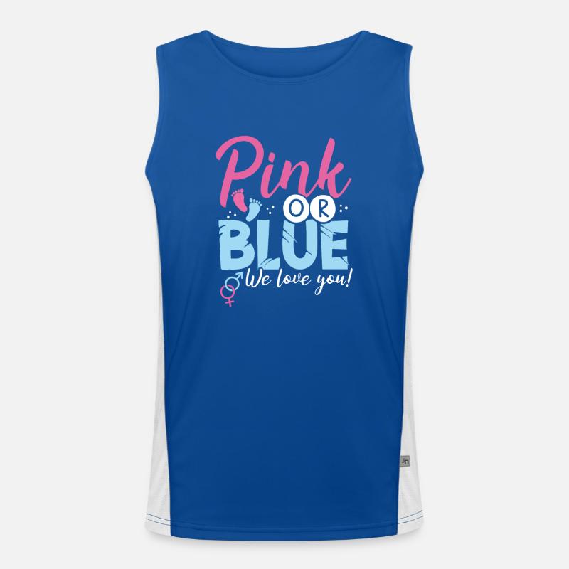 Rosa Oder Blau, Wir Lieben Dich Funktionelles Kontrast-Tank Top für Männer 