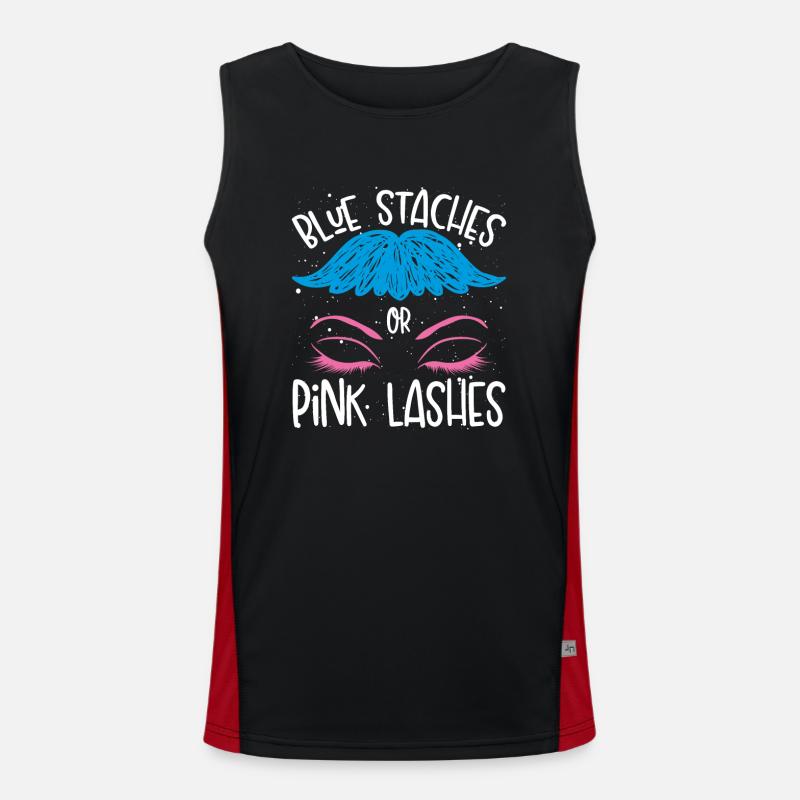 Blaue Stäbe Oder Rosa Wimpern - Funktionelles Kontrast-Tank Top für Männer  - Schwarz/Rot
