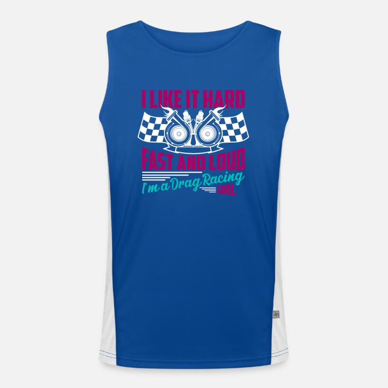 I Like It Hard, Fast And Loud I'm A Drag Racing Gi Funktionelles Kontrast-Tank Top für Männer 