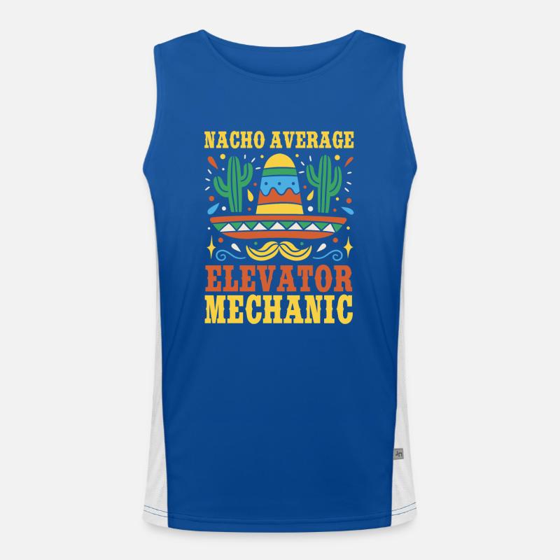 Elevator Mechanic Cinco De Mayo Mexico Men's Functional Contrast Tank Top 