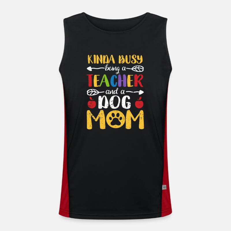 Irgendwie beschäftigt als Lehrerin und Hundemutter Funktionelles Kontrast-Tank Top für Männer 