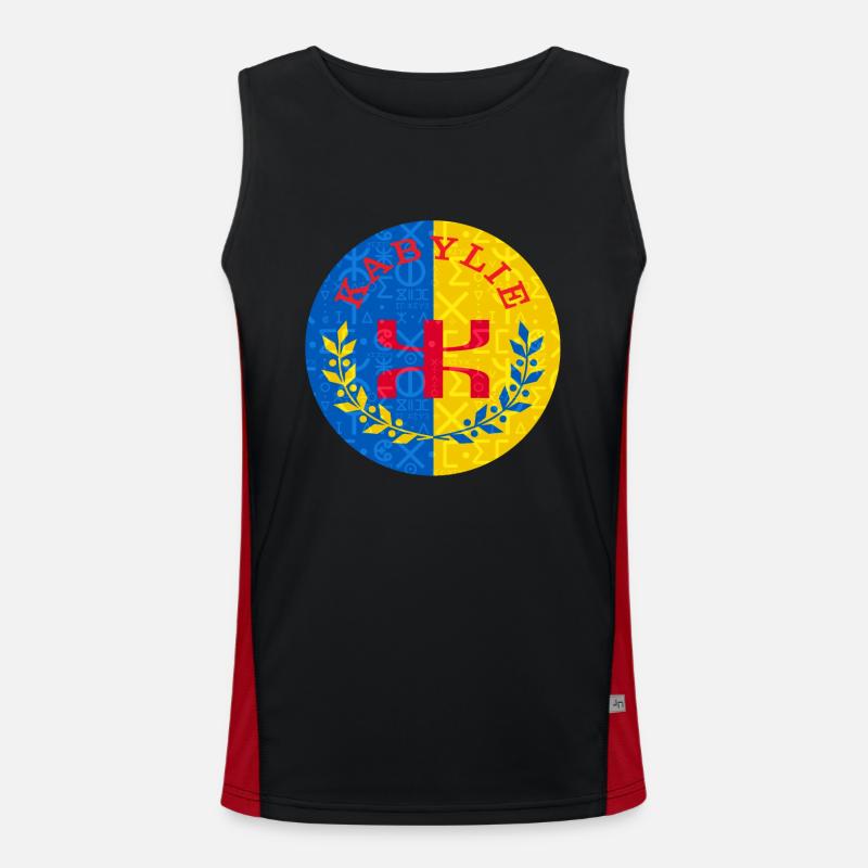 Kabylie flag - Tifinagh script - Men's Functional Contrast Tank Top  - black/red