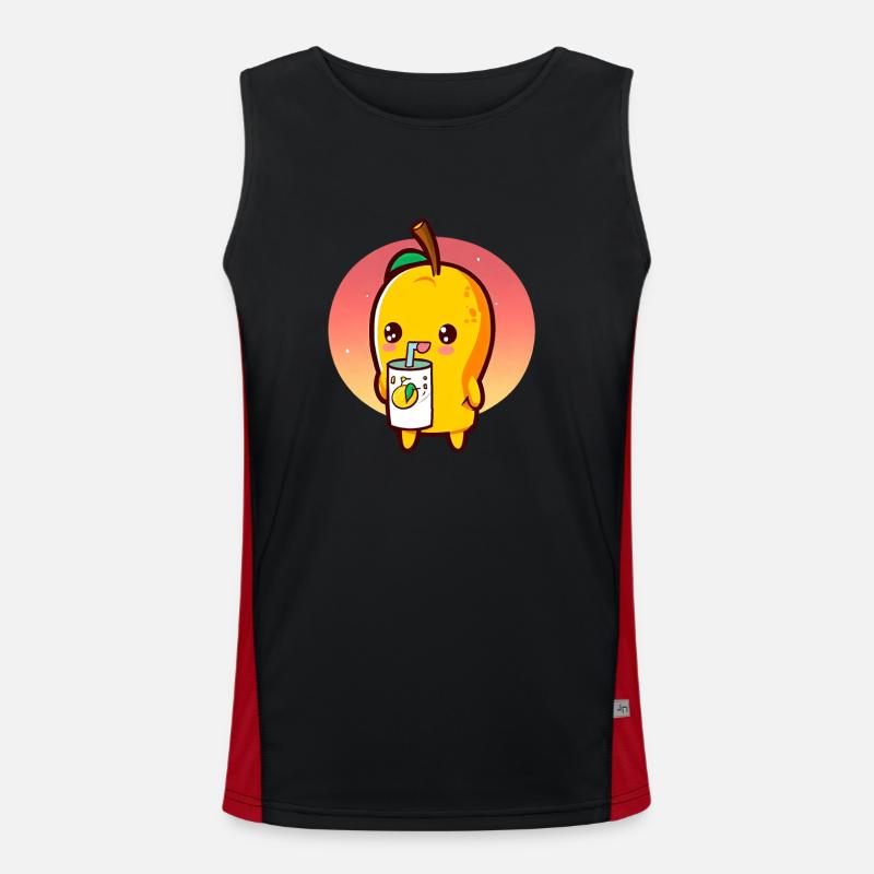 Refreshing mango enjoys mango juice - Men's Functional Contrast Tank Top  - black/red