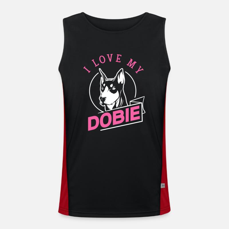 Dobermann Pinscher Hund Dobie Funktionelles Kontrast-Tank Top für Männer 
