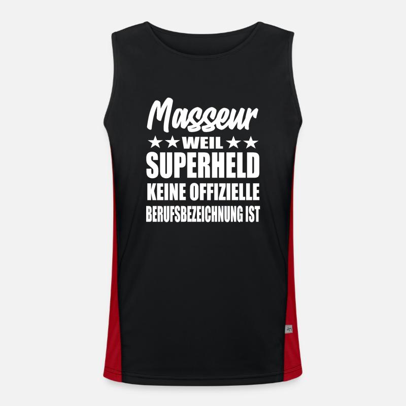 Masseur Superheld Spruch Funktionelles Kontrast-Tank Top für Männer 