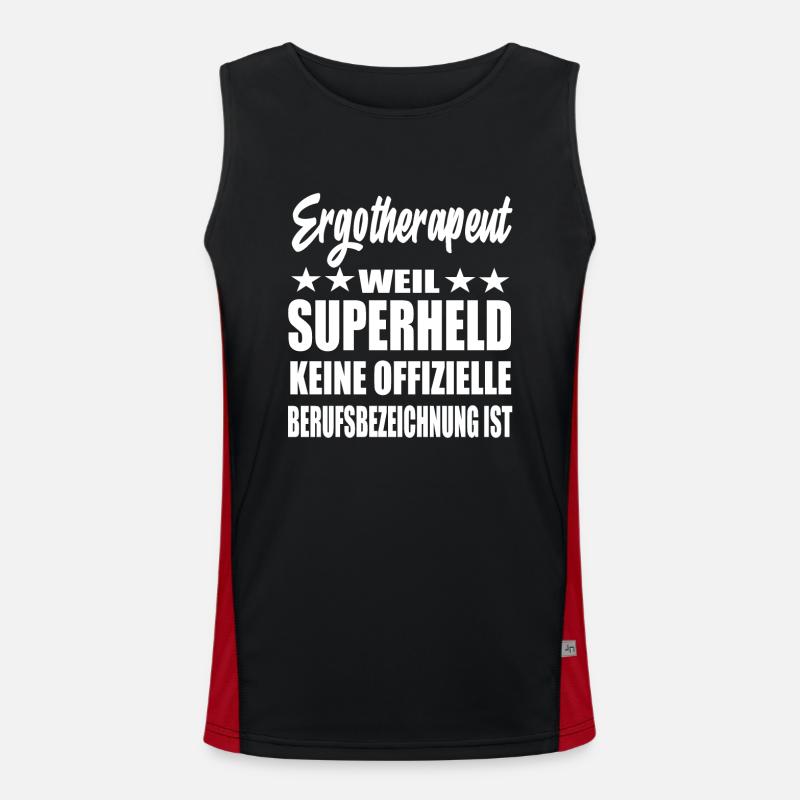 Ergotherapeut Superheld Spruch Funktionelles Kontrast-Tank Top für Männer 