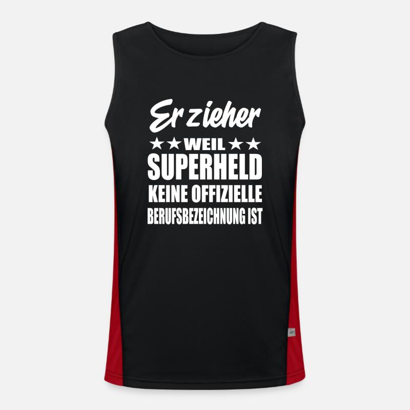 Erzieher Superheld Spruch Funktionelles Kontrast-Tank Top für Männer 