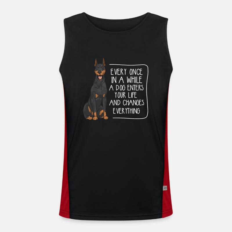 Dobermann Pinscher Hund Dobie Funktionelles Kontrast-Tank Top für Männer 