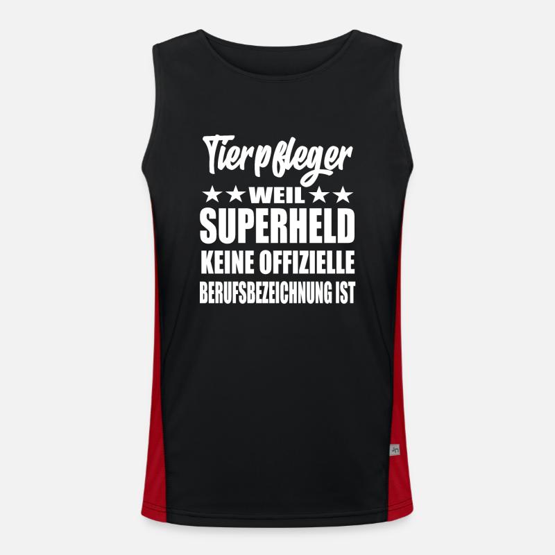 Tierpfleger Superheld Spruch Funktionelles Kontrast-Tank Top für Männer 
